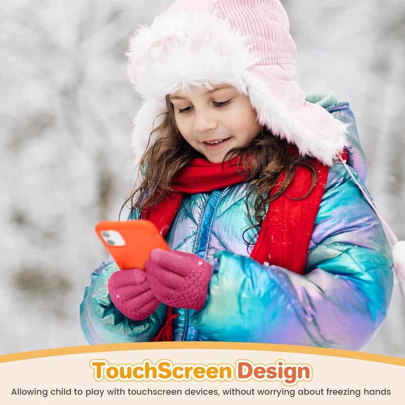 Clothclose Kids Winter Gloves for Boys Girls, Warm Winter Gloves for Kid, Knit Cable Fleece Lined Toddler Kids Glove Mitten - Image 5
